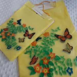Vintage Floral Bags Polyethylene Lot Yellow Fine-Weld Seam Bemis Company 1950s